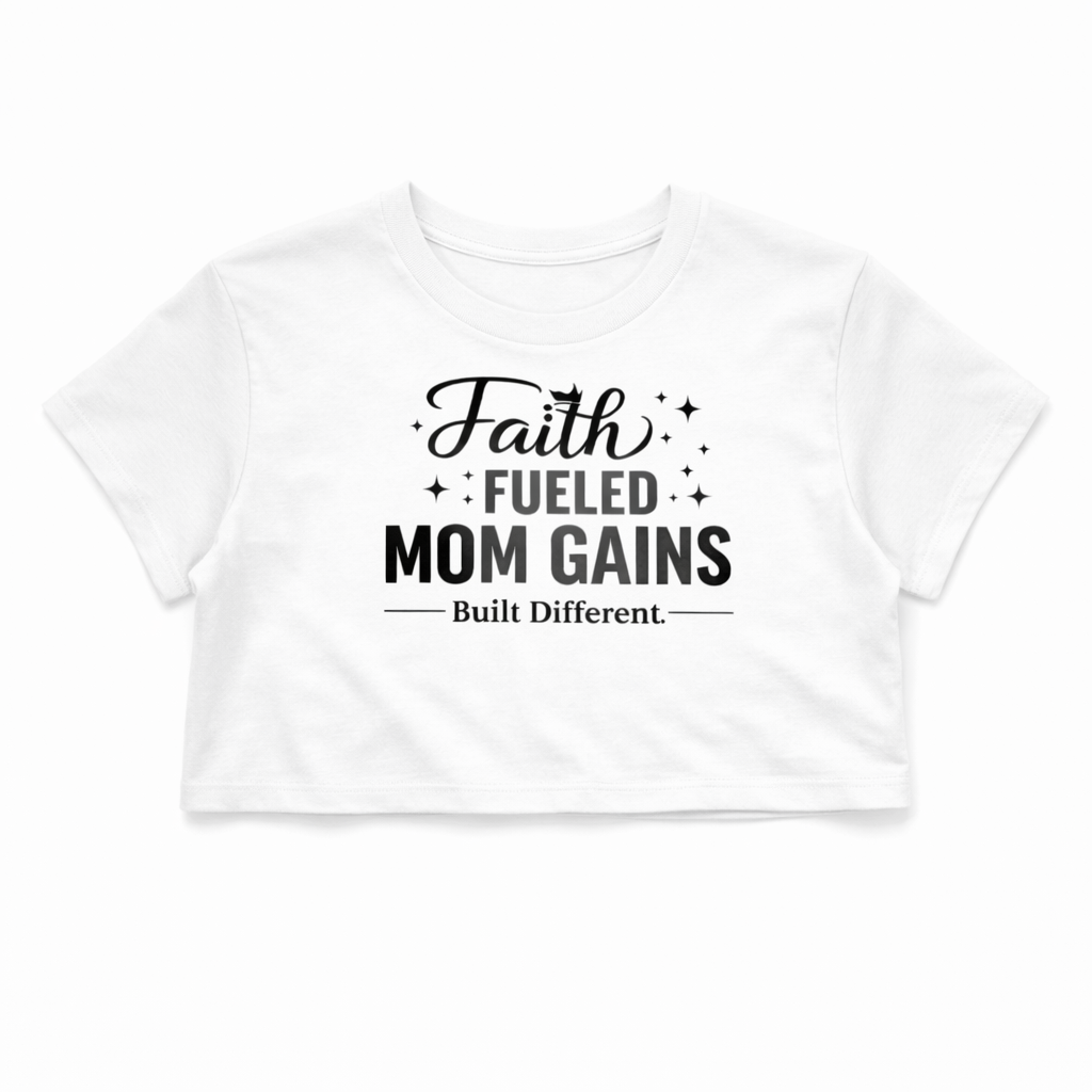 Faith Fueled Mom Gains Crop Tee-Built Different Gym Shirt