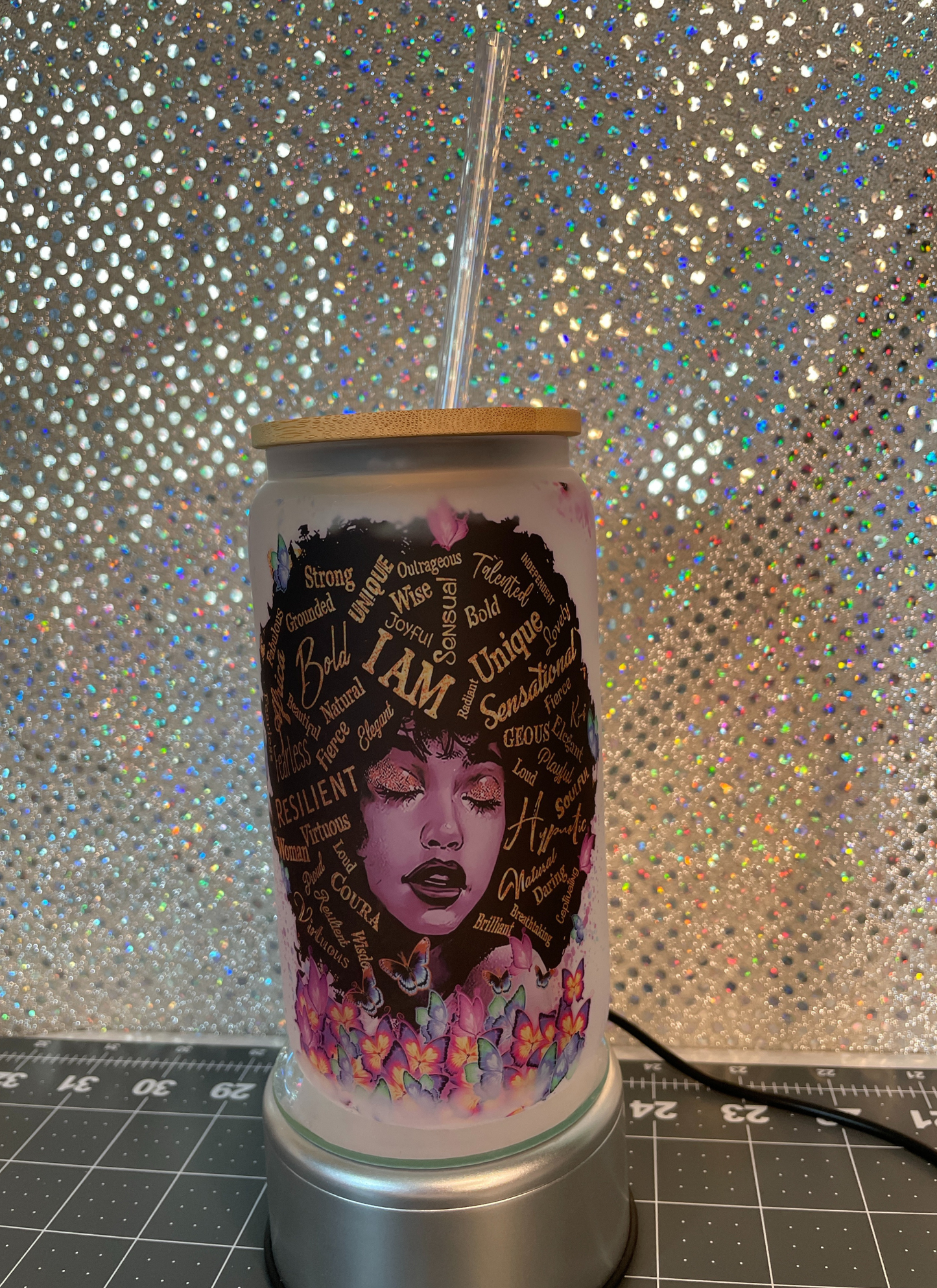 I am statement Libby glass cup