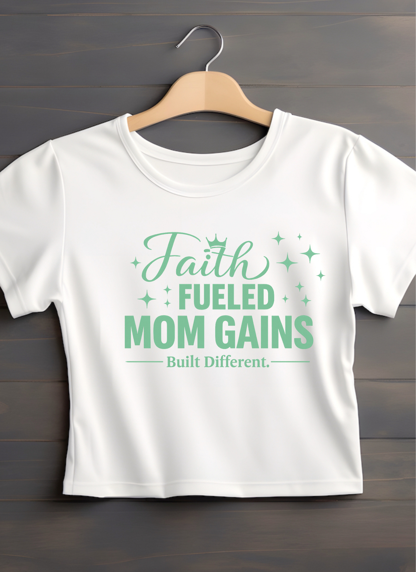 Faith Fueled Mom Gains Crop Tee-Built Different Gym Shirt